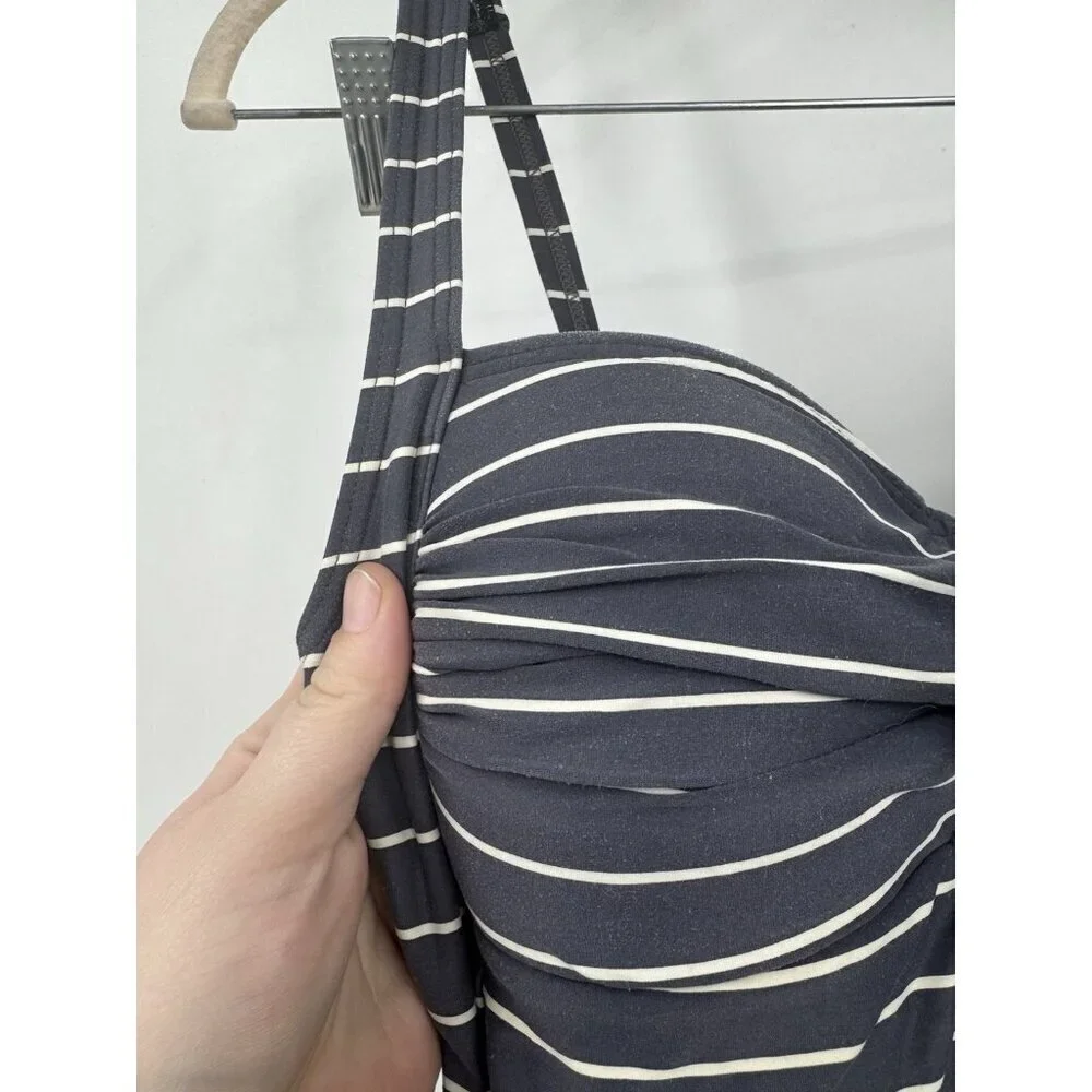 Bond Eye Australia One Piece Striped Swimsuit Women‎ 6 Grey Beach Resortwear